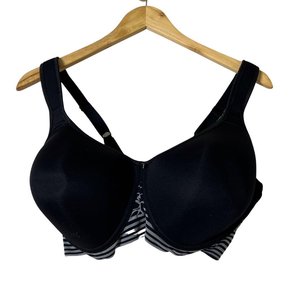 BREEZIES Floral Stripe Seamless Wirefree T-Shirt Bra Black 44D